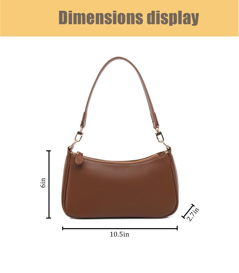 Gumhay Shoulder Bag for Women with 2 Removable Straps and Zipper Closure Crossbody Bags Clutch Tote HandBags Purses(Brown) - Image 4