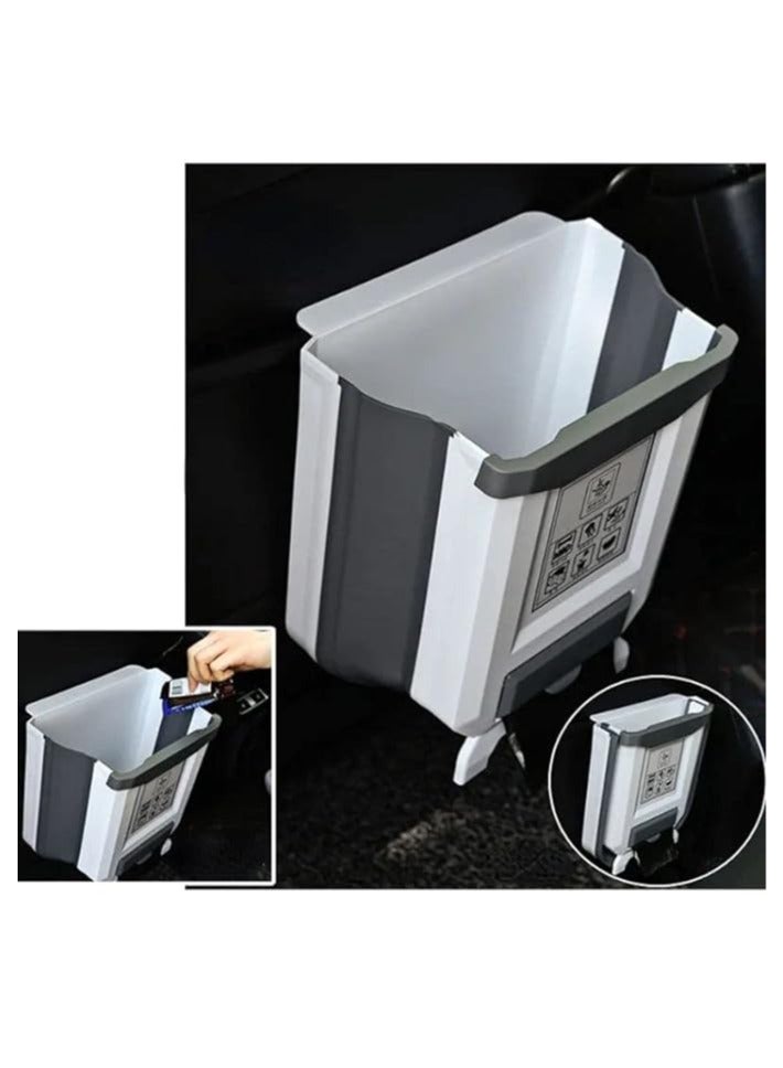 A foldable silicone trash can with a hole for a roll of trash bags  - Image 3