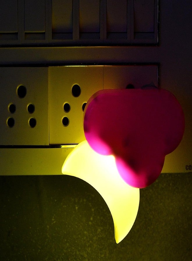 أسينشين مصباح ليلي يعمل بالكهرباء من أسينشن، وردي، على شكل قمر - Image 4