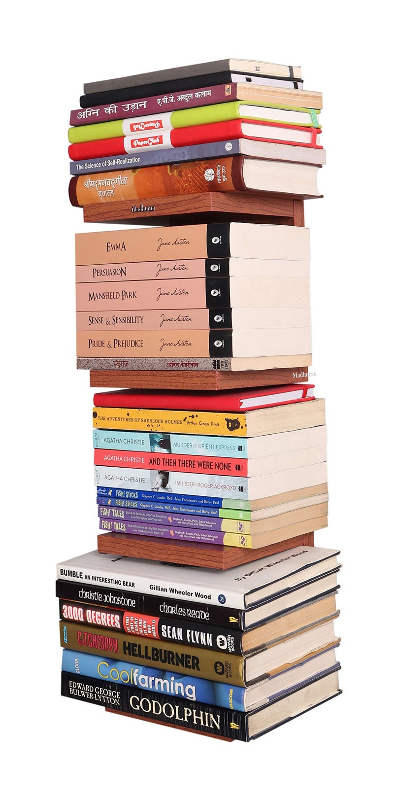 Madhuran Engineered Wood Wall Mounted Books Shelf Set of 2 (Matte,Teak) Invisible Library Organizer Decoration Standing Corner Office Study Bedroom Self - Image 5
