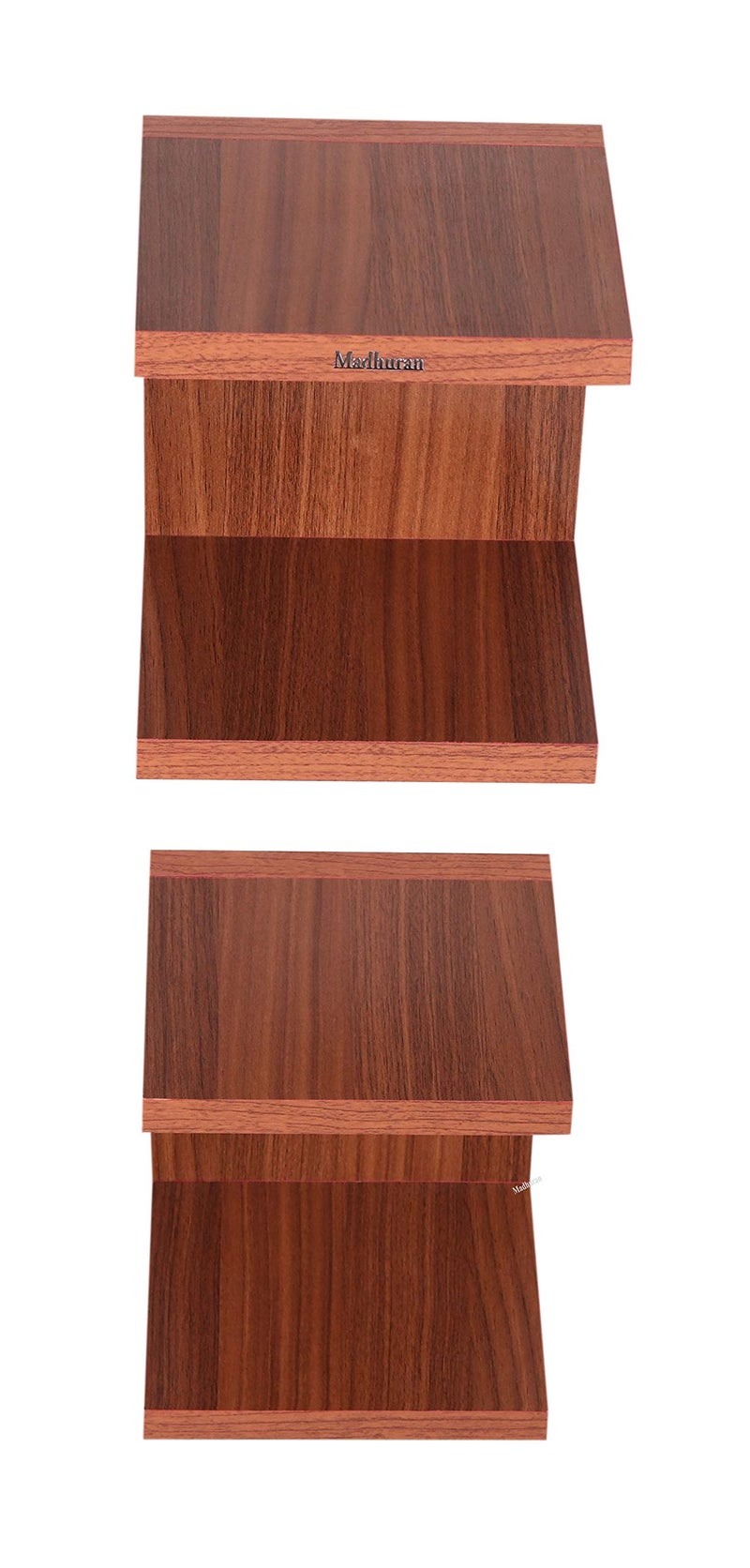 Madhuran Engineered Wood Wall Mounted Books Shelf Set of 2 (Matte,Teak) Invisible Library Organizer Decoration Standing Corner Office Study Bedroom Self - Image 2