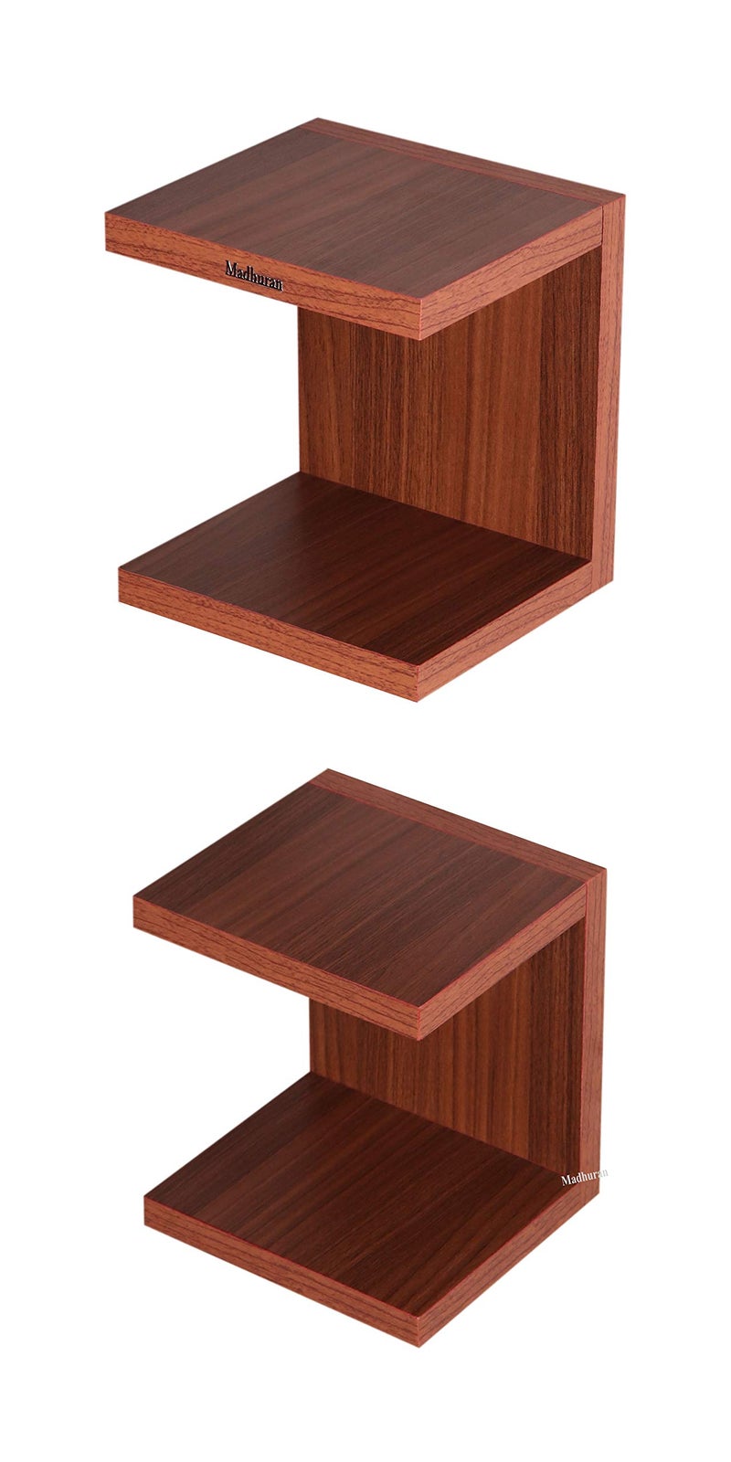 Madhuran Engineered Wood Wall Mounted Books Shelf Set of 2 (Matte,Teak) Invisible Library Organizer Decoration Standing Corner Office Study Bedroom Self - Image 1