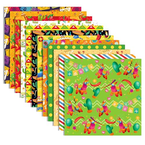 BHNACIER 24 Sheets Mexican Fiesta Scrapbook Paper Cinco De Mayo Scrapbook Paper Pattern Mexican Fiesta Pattern Papers 12 x 12 Pad DoubleSided Cinco De Mayo Patterned Decorative Craft Papers for Card Making - Image 1