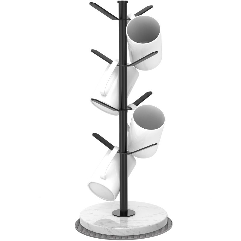 ZYZWTG Marble Mug Holder Tree 8 Hooks Coffee Cups Stand New Upgraded Stable Mug Stand for Kitchen Counter Cabinet Cafe Black - Image 2
