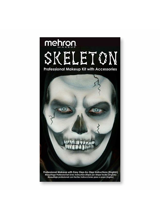 mehron أطقم مكياج شخصية مميزة | أطقم مكياج للهالوين وكوسبلاي | مصنوعة في الولايات المتحدة الأمريكية | طقم كامل | يتضمن جميع الأدوات والتعليمات حول كيفية إنشاء المظهر | (هيكل عظمي) - Image 1