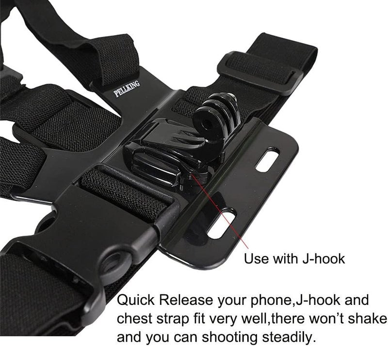 CERLINK Adjustable Chest Strap Mount with Mobile Holder Clip & Screw Compatible with All Smart Phones Body Belt Harness for Gopro Hero, SJCAM, Yi & Other Action Cameras - Black - Image 2