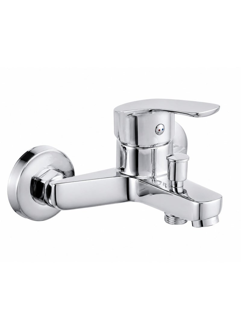 Blume Wall Mounted Bath Mixer Tap Chrome – Single Lever Bathroom Faucet with Diverter for Bathtub & Shower Use - Image 2