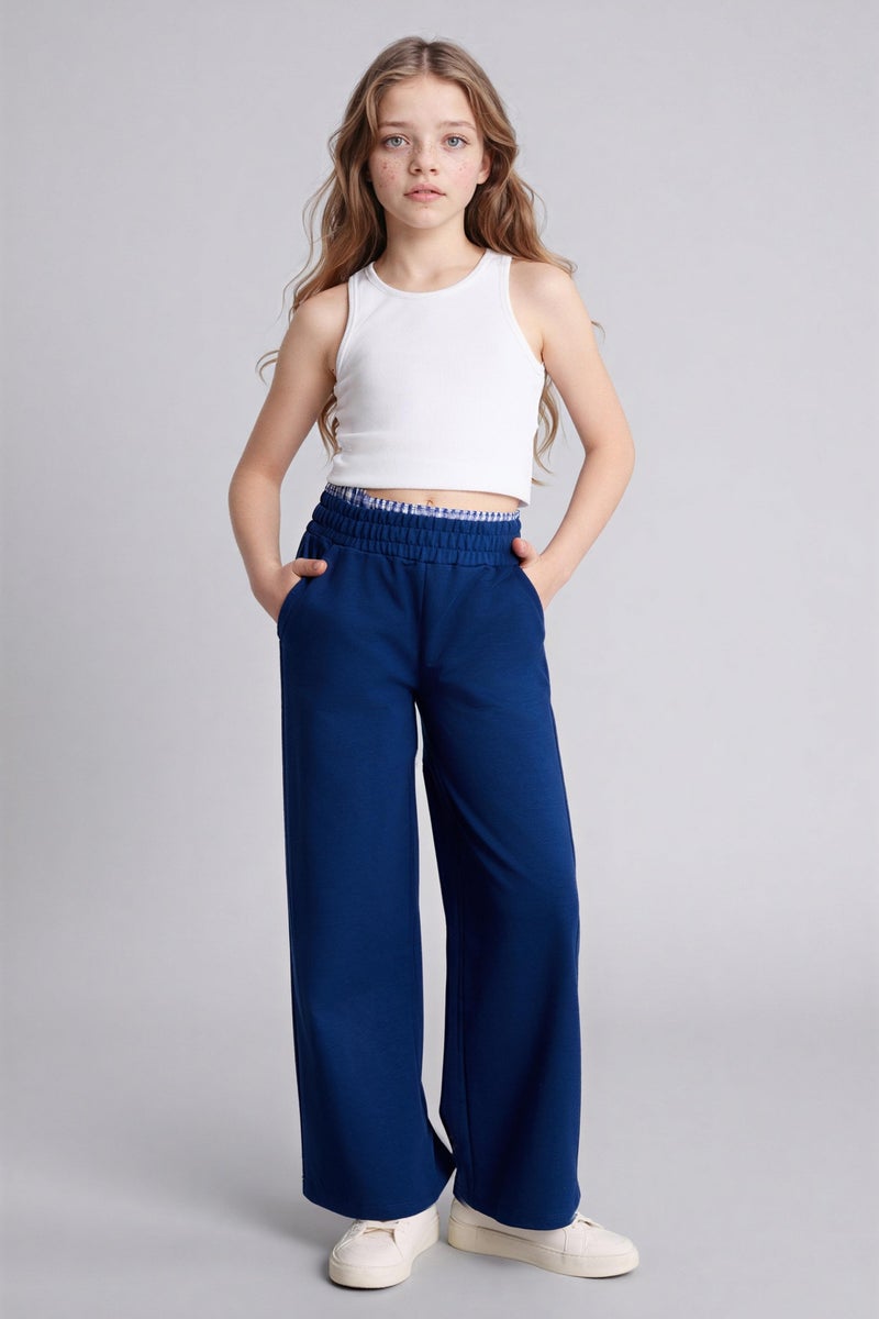 DeFacto Blue Girl Wide Leg Trousers Casual - Image 2