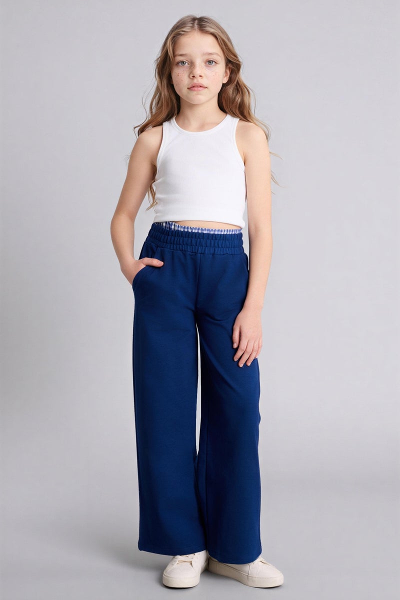 DeFacto Blue Girl Wide Leg Trousers Casual - Image 1