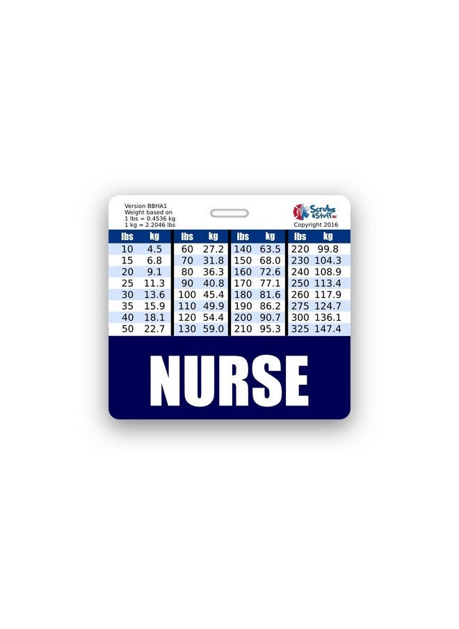 Scrubs and Stuff LLC Nurse Badge Buddy Horizontal W/Height & Weight Conversion Charts (Navy Blue)  - Image 1