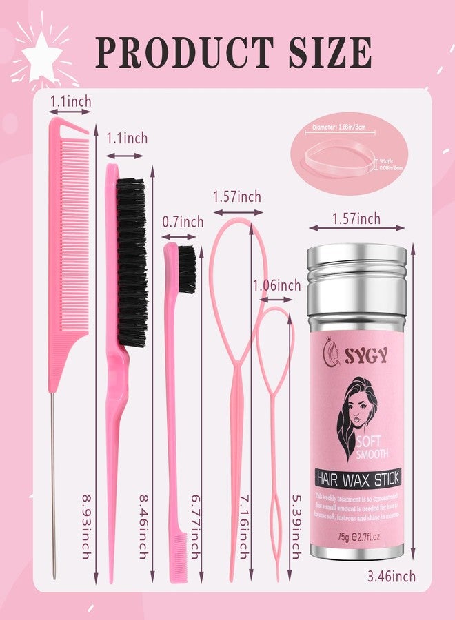 SYGY Hair Wax Stick Accessories, 500Pcs Clear Elastic Ties for Kids Girls, 3Pcs Hair Combs for Women, 2Pcs Hair Loop Styling Tools - Image 4