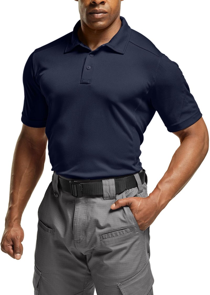 CQR Men's Quick Dry Tactical Polo Shirt, Lightweight Breathable Performance Polo, Short Sleeve UPF 50+ Outdoor Golf Shirt, Frost Essential Police Navy, X-Large - Image 2