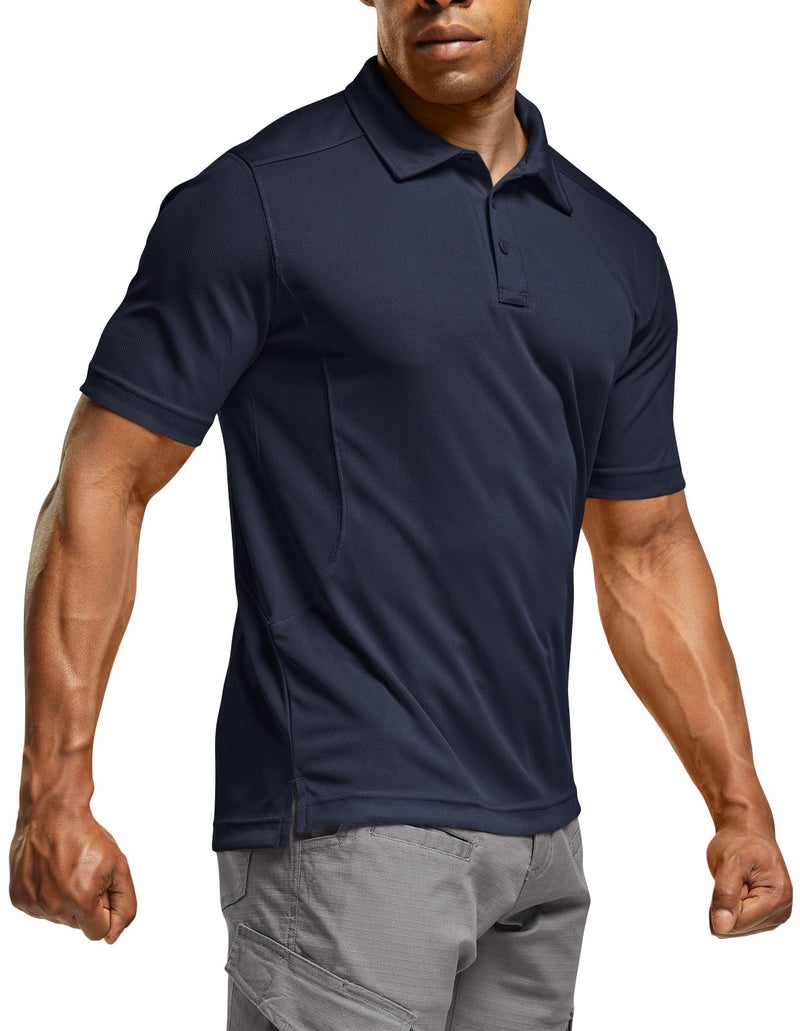 CQR Men's Quick Dry Tactical Polo Shirt, Lightweight Breathable Performance Polo, Short Sleeve UPF 50+ Outdoor Golf Shirt, Frost Essential Police Navy, X-Large - Image 1