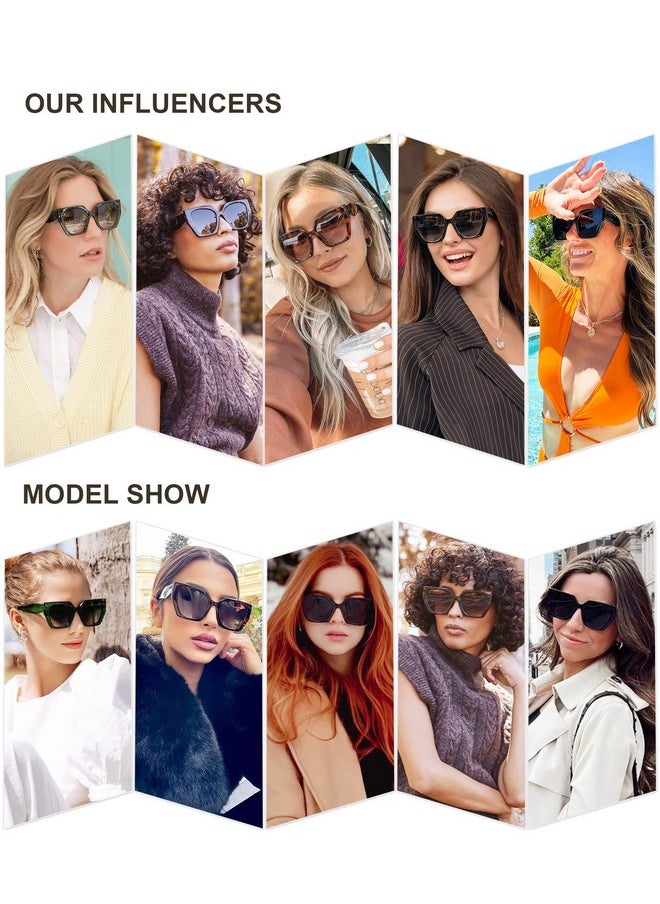 Sojos Retro Polarized Oversized Sunglasses Womens Big Square Vintage Designer Sunnies Sj2205 Clear Greengrey  - Image 2