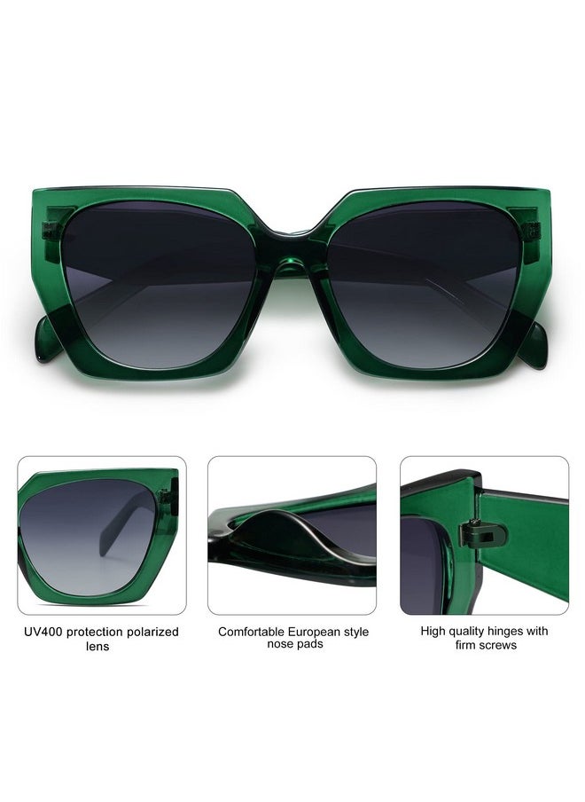 Sojos Retro Polarized Oversized Sunglasses Womens Big Square Vintage Designer Sunnies Sj2205 Clear Greengrey  - Image 3