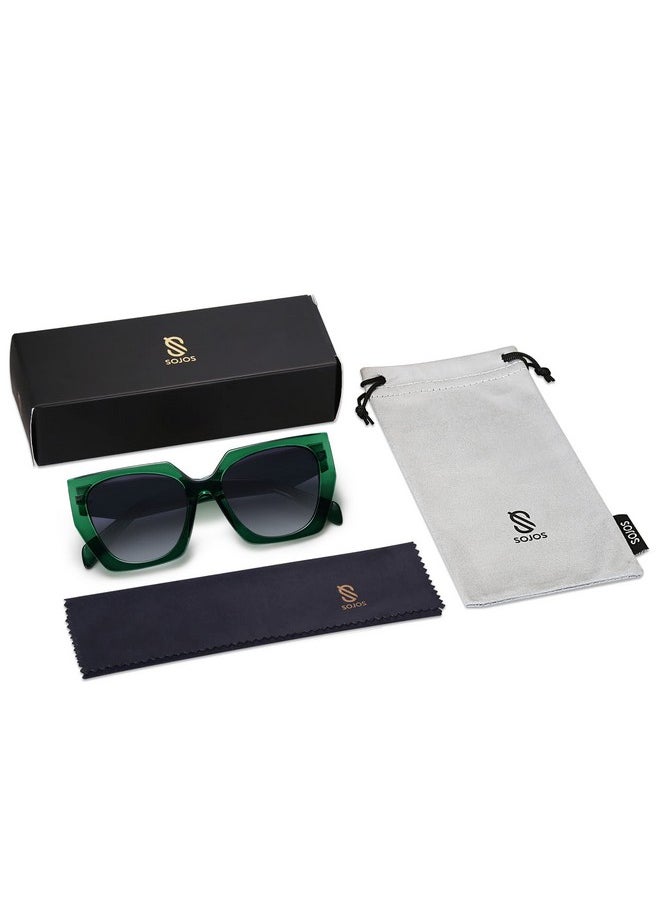 Sojos Retro Polarized Oversized Sunglasses Womens Big Square Vintage Designer Sunnies Sj2205 Clear Greengrey  - Image 5