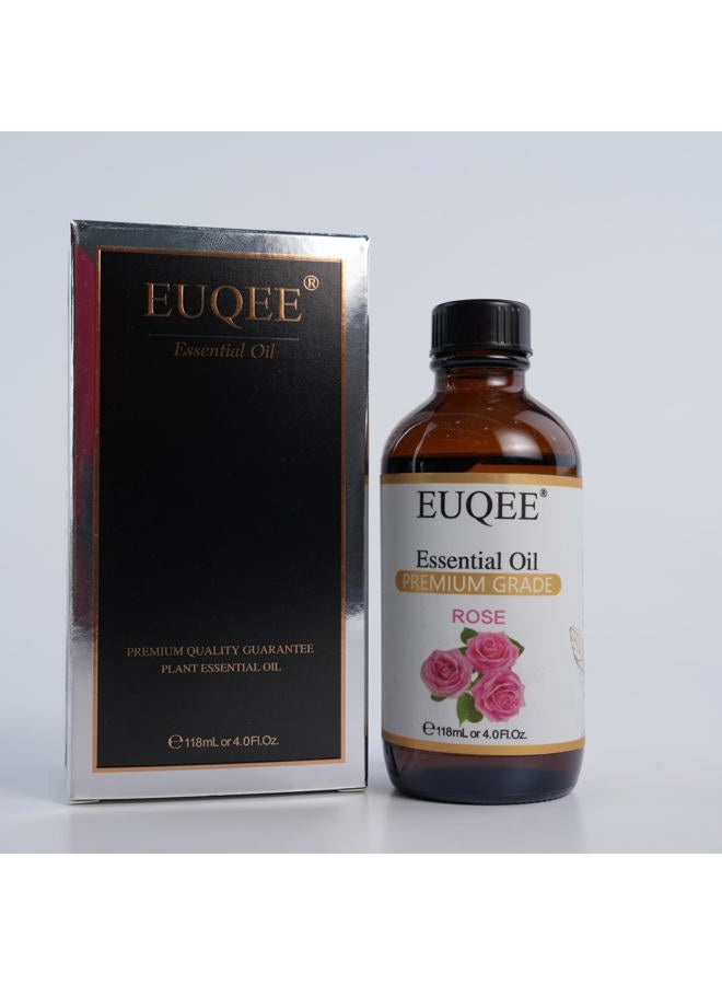 EUQEE Rose Essential Oil 118mL Large Capacity Rose Aromatherapy Oil Premium Essential Oil with Glass Dropper for Diffuser, Soap & Candle Making, Cleaning, Skin Care - 4Fl. Oz - Image 2
