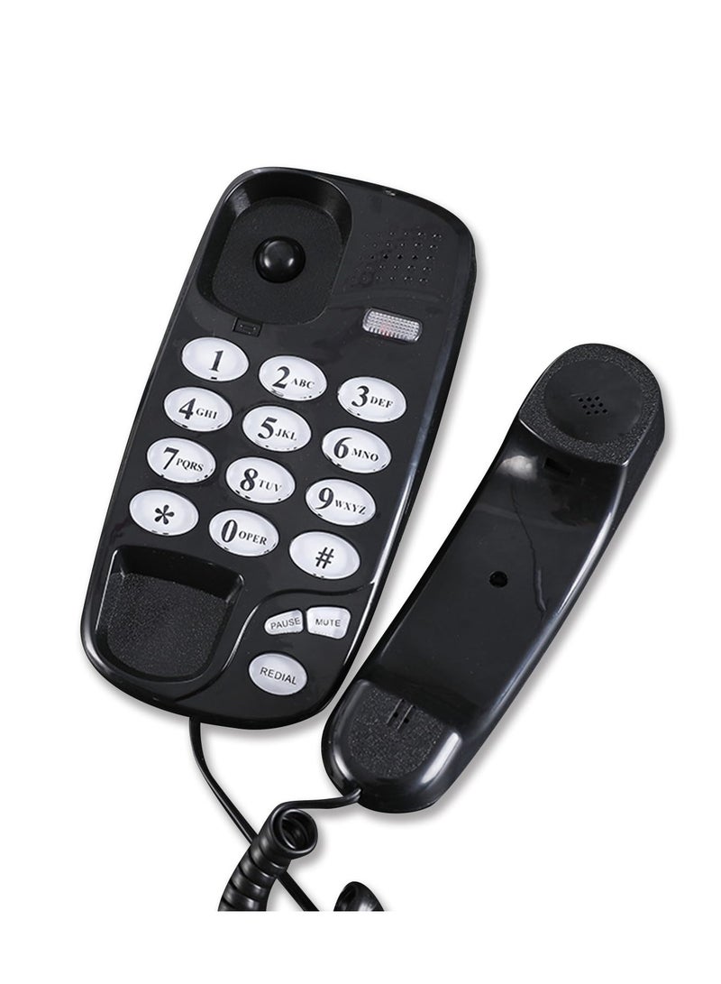 SYOSI Corded Landline Telephone, Wall Mountable or Desktop Corded Telephone, with Redial Quick Flash Mute Function Landline Phone for Home Hotel School Office (Black) - Image 1