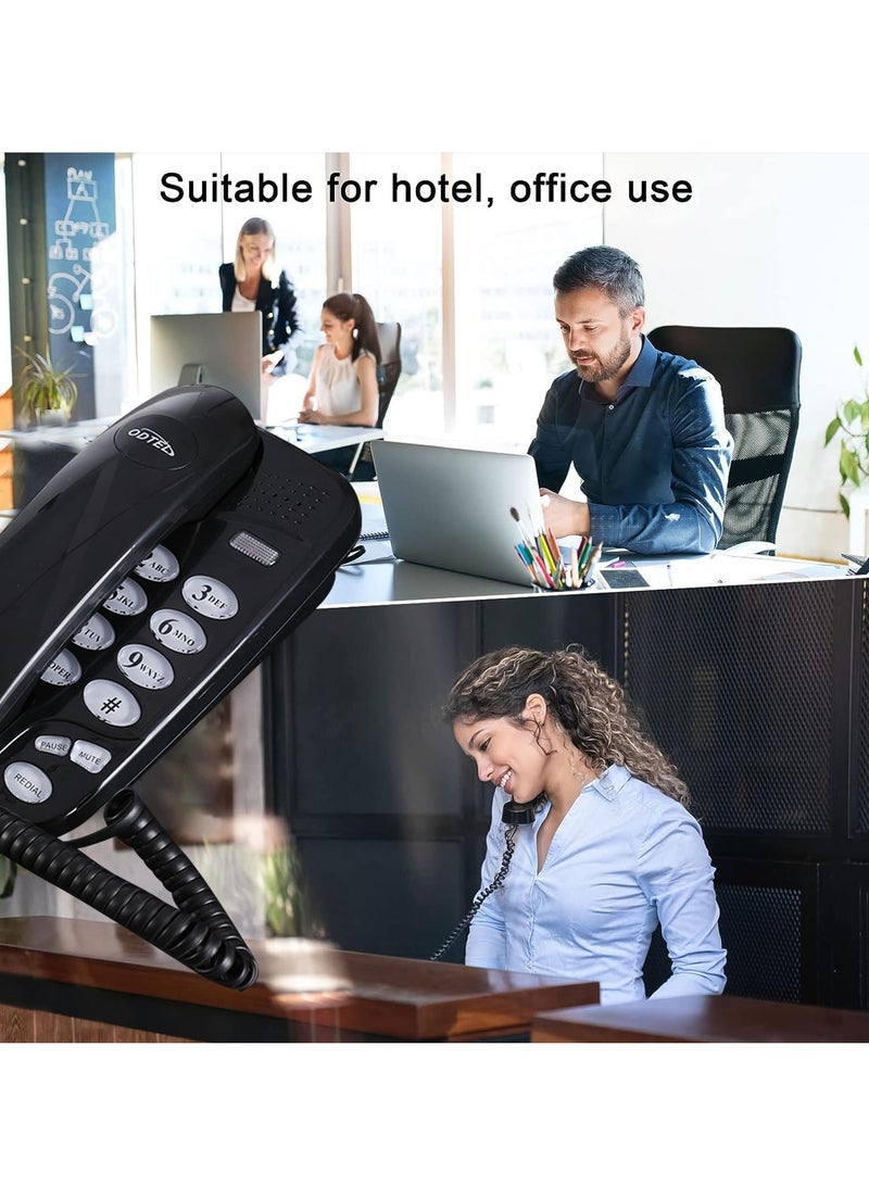 SYOSI Corded Landline Telephone, Wall Mountable or Desktop Corded Telephone, with Redial Quick Flash Mute Function Landline Phone for Home Hotel School Office (Black) - Image 5