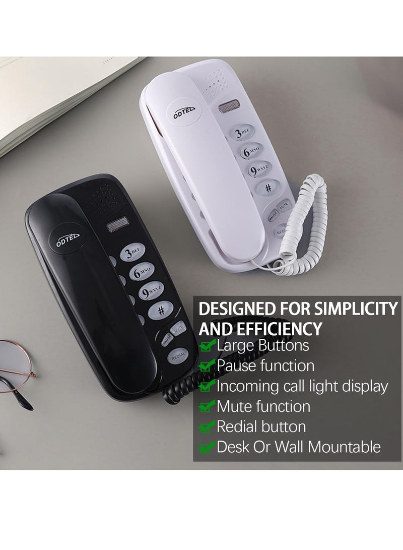 SYOSI Corded Landline Telephone, Wall Mountable or Desktop Corded Telephone, with Redial Quick Flash Mute Function Landline Phone for Home Hotel School Office (Black) - Image 3
