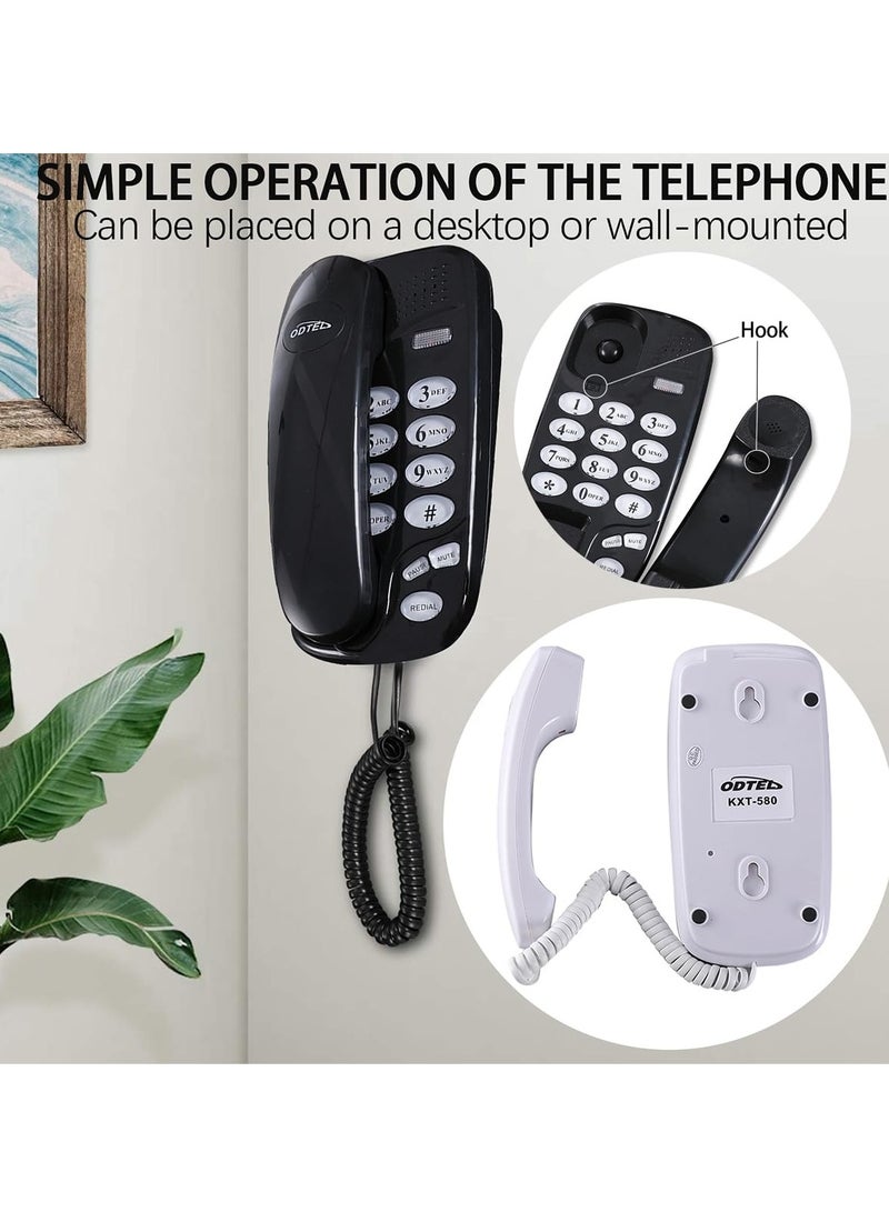 SYOSI Corded Landline Telephone, Wall Mountable or Desktop Corded Telephone, with Redial Quick Flash Mute Function Landline Phone for Home Hotel School Office (Black) - Image 4