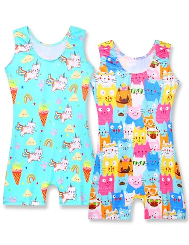 Nymphperi Leotard for Girls Gymnastics Size 5-6 Years Old Colorful Practice Outfits Kids Green Biketard 2 Pack - Image 2