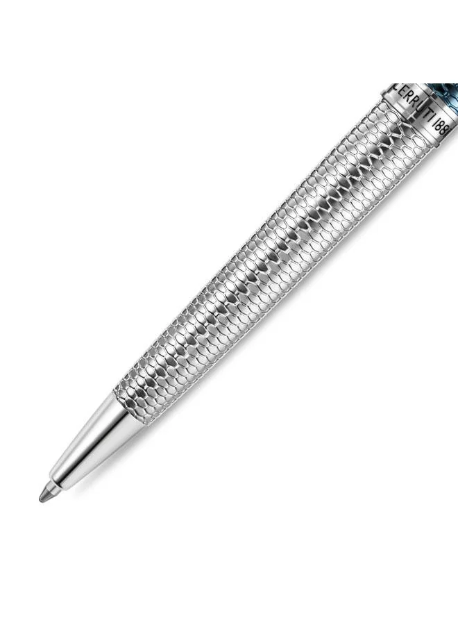 CERRUTI 1881 Giovanni Silver Blue Stainless Steel Pen for Men Blue Ink
