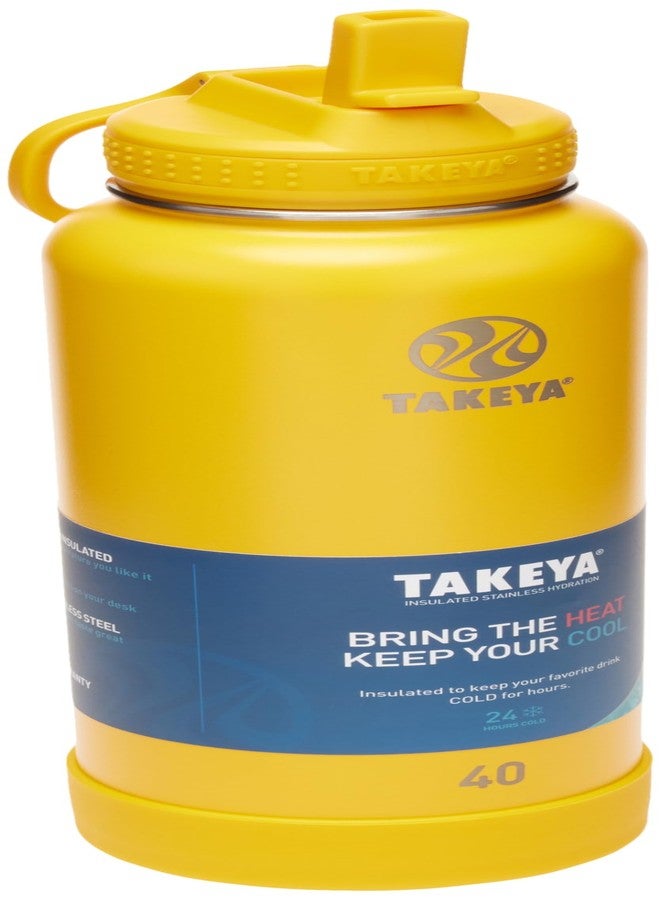 Takeya Actives 40 oz Water Bottle with Straw Lid - Double Wall Stainless Steel Insulation - Dishwasher Safe & BPA-Free - Removable Bumper - Clementine - Image 1