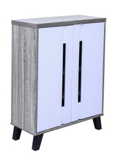AFT Modern Two-Tone Shoe Cabinet with 2 Doors - Durable Particle Board Design. Two-Tone Particle Board Shoe Cabinet with 2 Doors - Stylish Storage Solution. Perfect for Any Entryway, living room, dining room or bedrooms. Space-Saving Design, Organize Your Footwear Effortlessly. (White Door/Golden Stripe Frame) Arfan  - Image 3