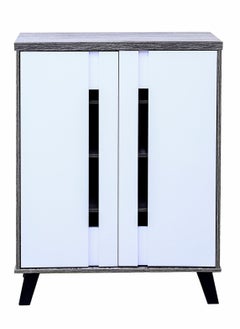 AFT Modern Two-Tone Shoe Cabinet with 2 Doors - Durable Particle Board Design. Two-Tone Particle Board Shoe Cabinet with 2 Doors - Stylish Storage Solution. Perfect for Any Entryway, living room, dining room or bedrooms. Space-Saving Design, Organize Your Footwear Effortlessly. (White Door/Golden Stripe Frame) Arfan  - Image 2