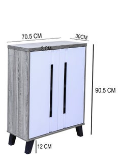 AFT Modern Two-Tone Shoe Cabinet with 2 Doors - Durable Particle Board Design. Two-Tone Particle Board Shoe Cabinet with 2 Doors - Stylish Storage Solution. Perfect for Any Entryway, living room, dining room or bedrooms. Space-Saving Design, Organize Your Footwear Effortlessly. (White Door/Golden Stripe Frame) Arfan  - Image 4