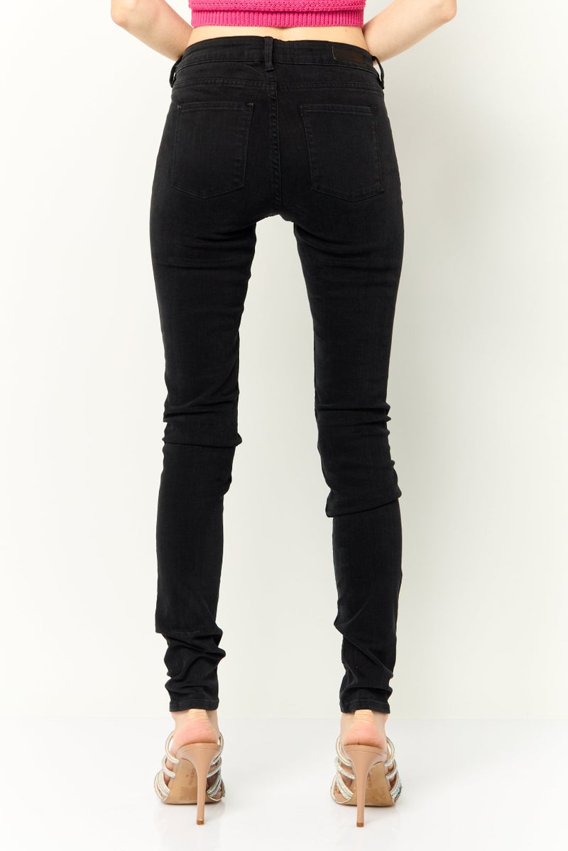 Scotch & Soda Women Skinny Fit Plain Stretchable Denim, Black - Image 4