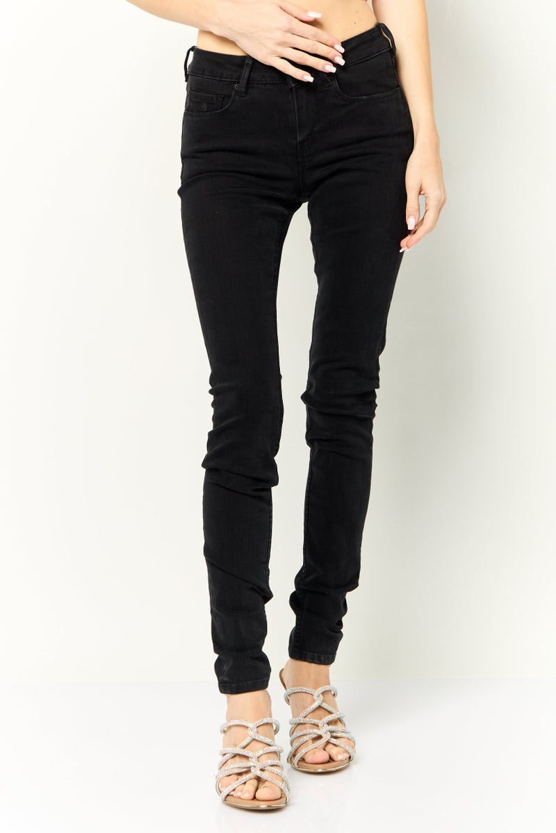 Scotch & Soda Women Skinny Fit Plain Stretchable Denim, Black - Image 1