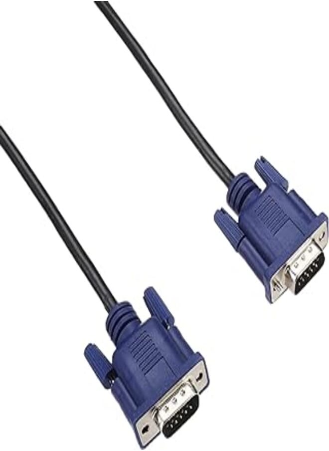 Generic - Generic Black blue vga 15 pin male to male plug computer monitor cable wire cord 4.2ft-1.3 meters, USB - Image 1