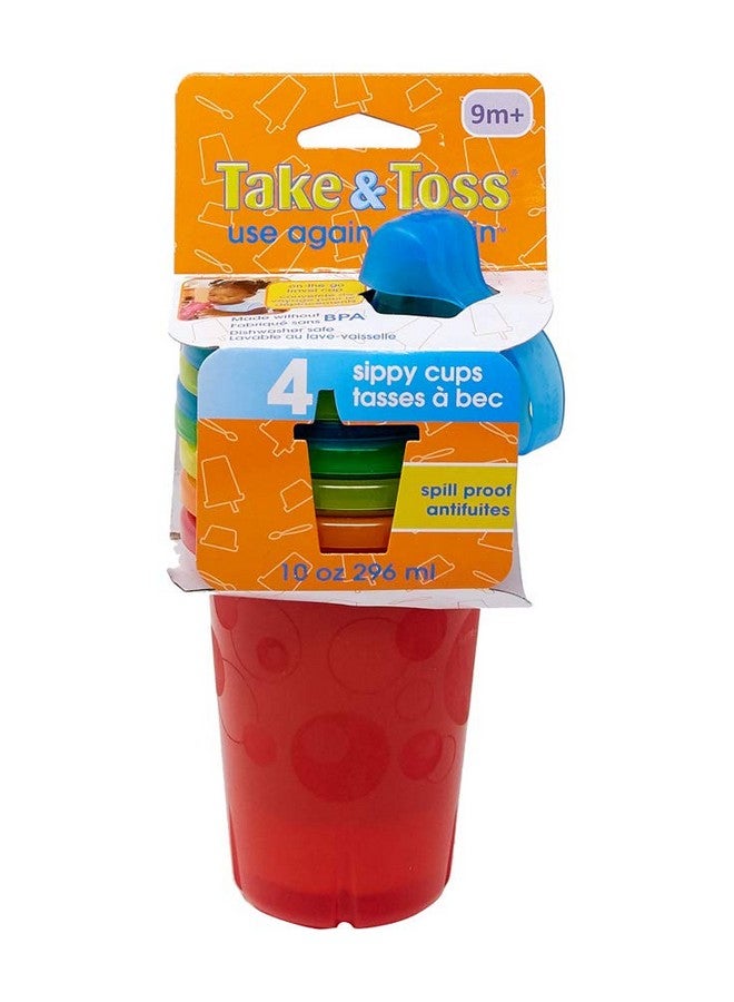 The First Years Take & Toss Spill Proof Sippy Cups - Reusable Toddler Cups - Rainbow - Kids Cups and Snap On Lids for Ages 9 Months and Up - 4 Count - Image 1