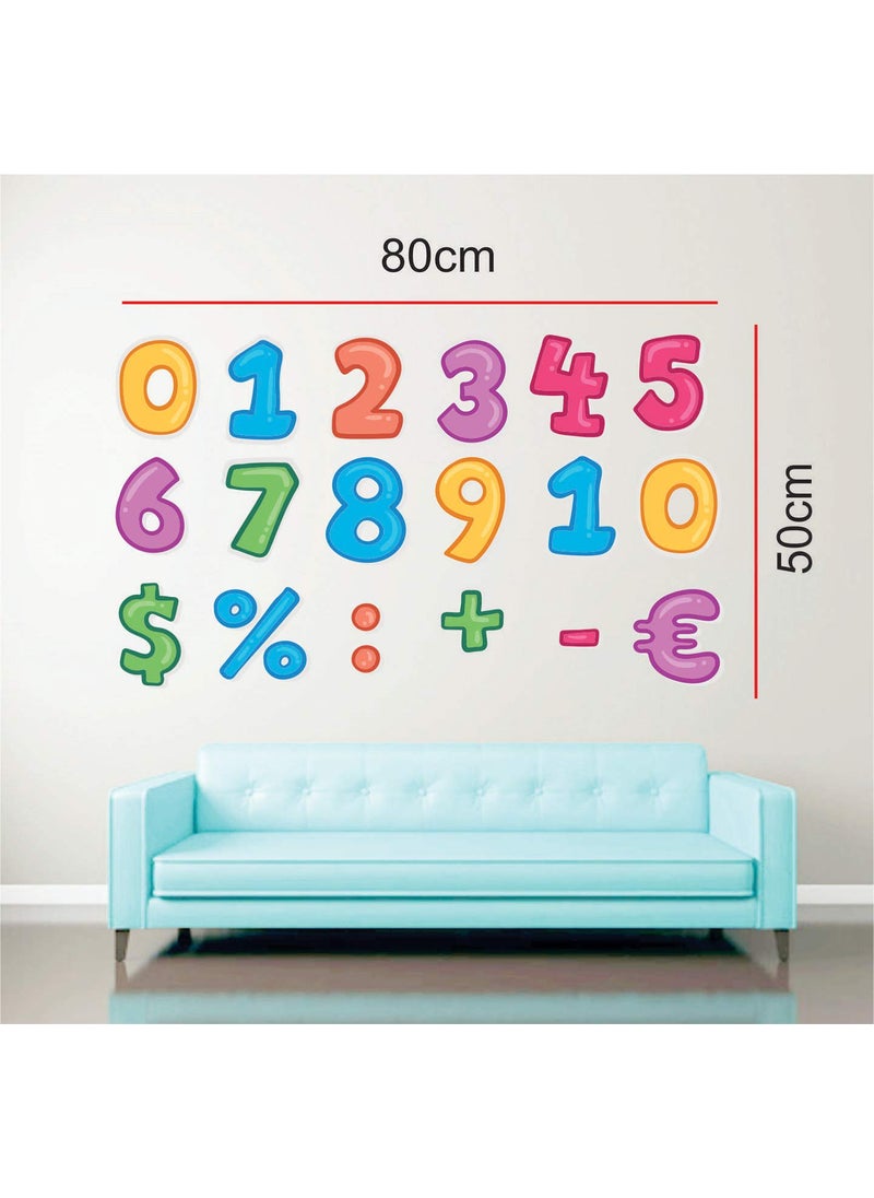 StickMe - StickMe 'Colorful Number with Sign Fun - Baby - Kids - Learning Education Nursery Pre School Kinder Garden Wall Sticker' -SM514 (Multi Colour, Vinyl - 80cm X 50 cm) - Image 1