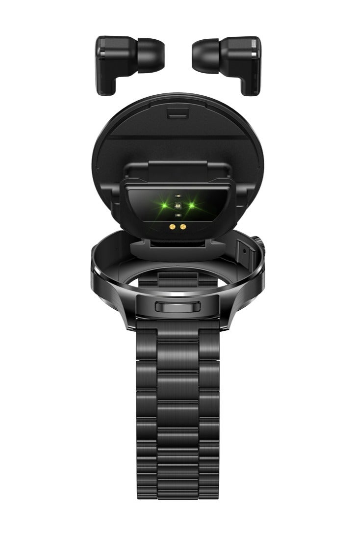 رولستيمي ساعة ذكية مع سماعات الأذن ، ساعة الأعمال ، 2 في 1 توس الساعات الذكية ، 1.43 " الملونة أمولد عرض ساعة ذكية لالروبوت دائرة الرقابة الداخلية ، مقاوم للماء اللياقة البدنية المقتفي وقت طويل الاستعداد ساعة تي 98 أسود - Image 2