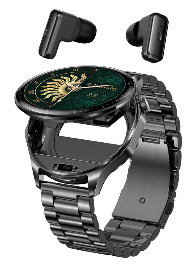 رولستيمي ساعة ذكية مع سماعات الأذن ، ساعة الأعمال ، 2 في 1 توس الساعات الذكية ، 1.43 " الملونة أمولد عرض ساعة ذكية لالروبوت دائرة الرقابة الداخلية ، مقاوم للماء اللياقة البدنية المقتفي وقت طويل الاستعداد ساعة تي 98 أسود - Image 1