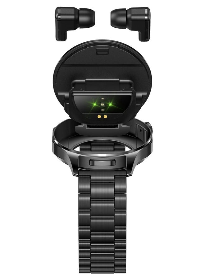 رولستيمي ساعة ذكية مع سماعات الأذن ، ساعة الأعمال ، 2 في 1 توس الساعات الذكية ، 1.43 " الملونة أمولد عرض ساعة ذكية لالروبوت دائرة الرقابة الداخلية ، مقاوم للماء اللياقة البدنية المقتفي وقت طويل الاستعداد ساعة تي 98 أسود - Image 2