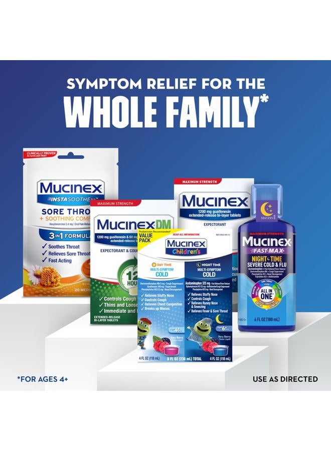 MUCINEX حزمة كومبو للأطفال ليلاً ونهاراً، دواء البرد للأطفال / دواء السعال للأطفال، دواء البرد نهاراً ودواء البرد والإنفلونزا ليلاً، دواء موستينكس للأطفال، سائل بنكهة التوت (2 × 4 أونصة سائلة) - Image 5