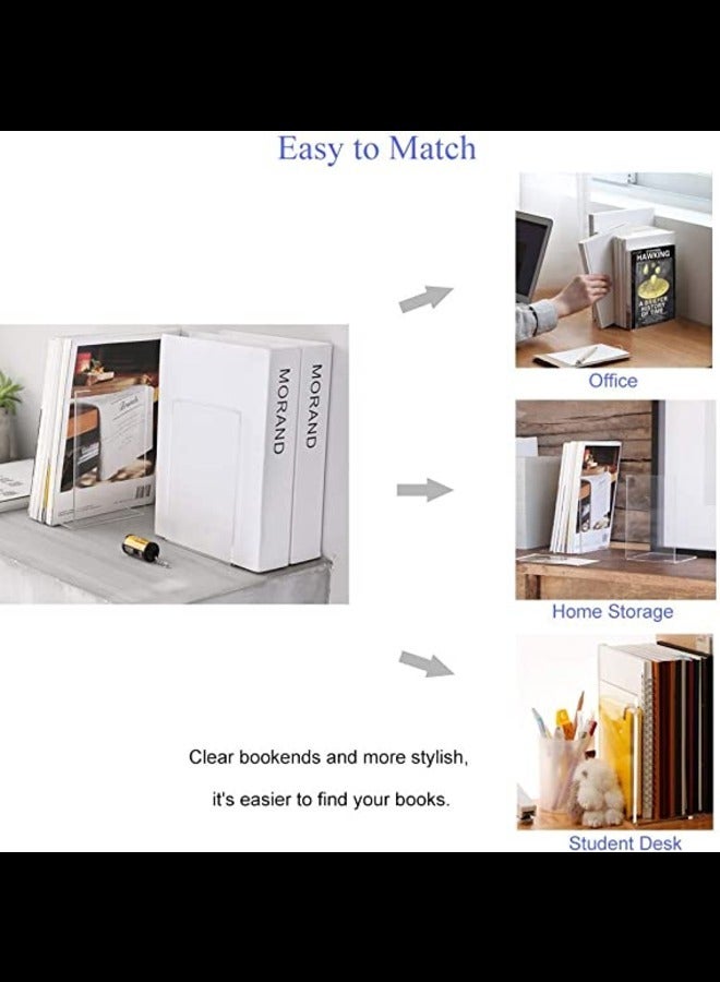 SMARTPOINTS Acrylic Bookends Pair Organizer Bookshelf Decor Decorative Bedroom Library Office School Supplies Stationery Gift - Image 5