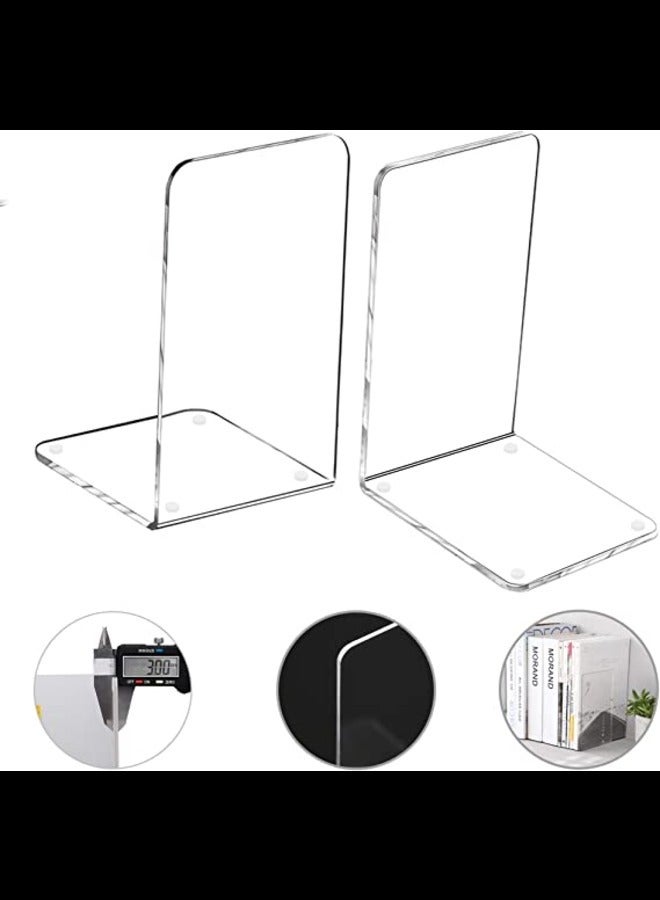 SMARTPOINTS Acrylic Bookends Pair Organizer Bookshelf Decor Decorative Bedroom Library Office School Supplies Stationery Gift - Image 1