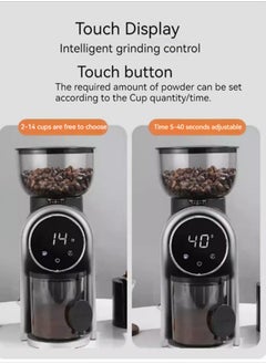 ELFSA Electric Coffee Bean Grinder with 25 Gears Adjustment and Digital Display 150W Black  - Image 3