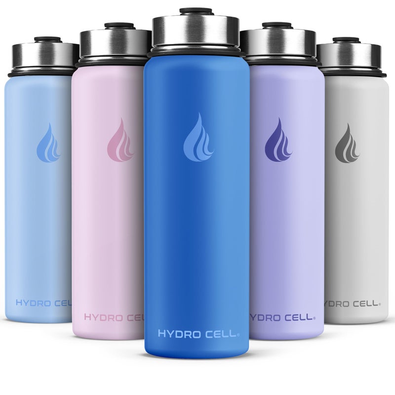 HYDRO CELL Stainless Steel Insulated Water Bottle with Straw - For Cold & Hot Drinks - Metal Vacuum Flask with Screw Cap and Modern Leakproof Sport Thermos for Adults (Denim 24oz) - Image 1