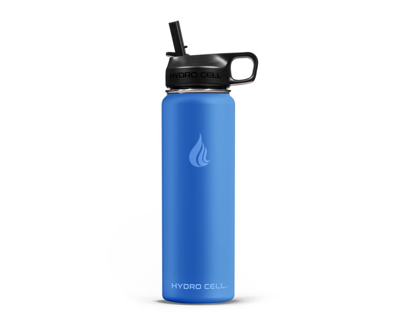 HYDRO CELL Stainless Steel Insulated Water Bottle with Straw - For Cold & Hot Drinks - Metal Vacuum Flask with Screw Cap and Modern Leakproof Sport Thermos for Adults (Denim 24oz) - Image 2