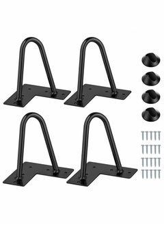 Excefore 4 Inch Metal Hairpin Furniture Legs Set of 4, Includes Rubber Floor Protectors Black, Home DIY Projects for Sofa Bed Cabinet TV Stand  - Image 1