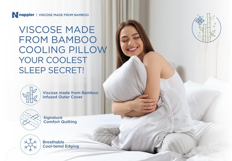 Nappler Cooling Pillow for hot Sleepers - Bed Pillows Queen Size Premium Set of 2 - Adjustable Shredded Memory Foam - Medium to Firm Pillows for Back, Stomach & Side Sleepers -Washable Cover - Image 3