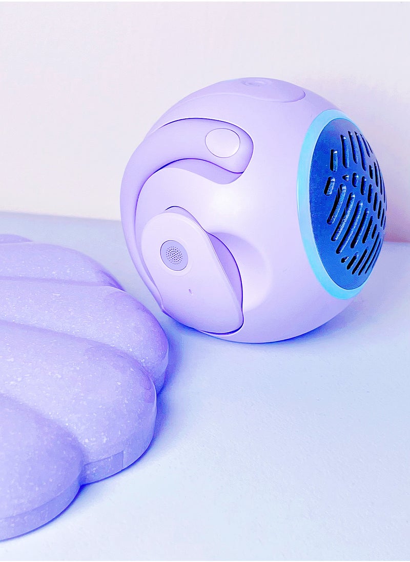 Generic - Open Ear TWS Headphones with Ear hook, Portable Mini Speaker 3D Ball Charging Case Clear Stereo Sound Built-in Mic,Wireless Headset Earbuds Workout Sports Fitness Bluetooth Earphones (Lavender Purple) - Image 1