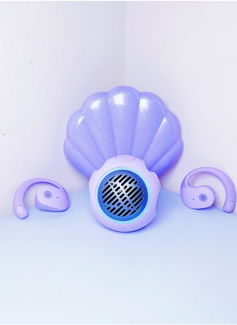 Generic - Open Ear TWS Headphones with Ear hook, Portable Mini Speaker 3D Ball Charging Case Clear Stereo Sound Built-in Mic,Wireless Headset Earbuds Workout Sports Fitness Bluetooth Earphones (Lavender Purple) - Image 1