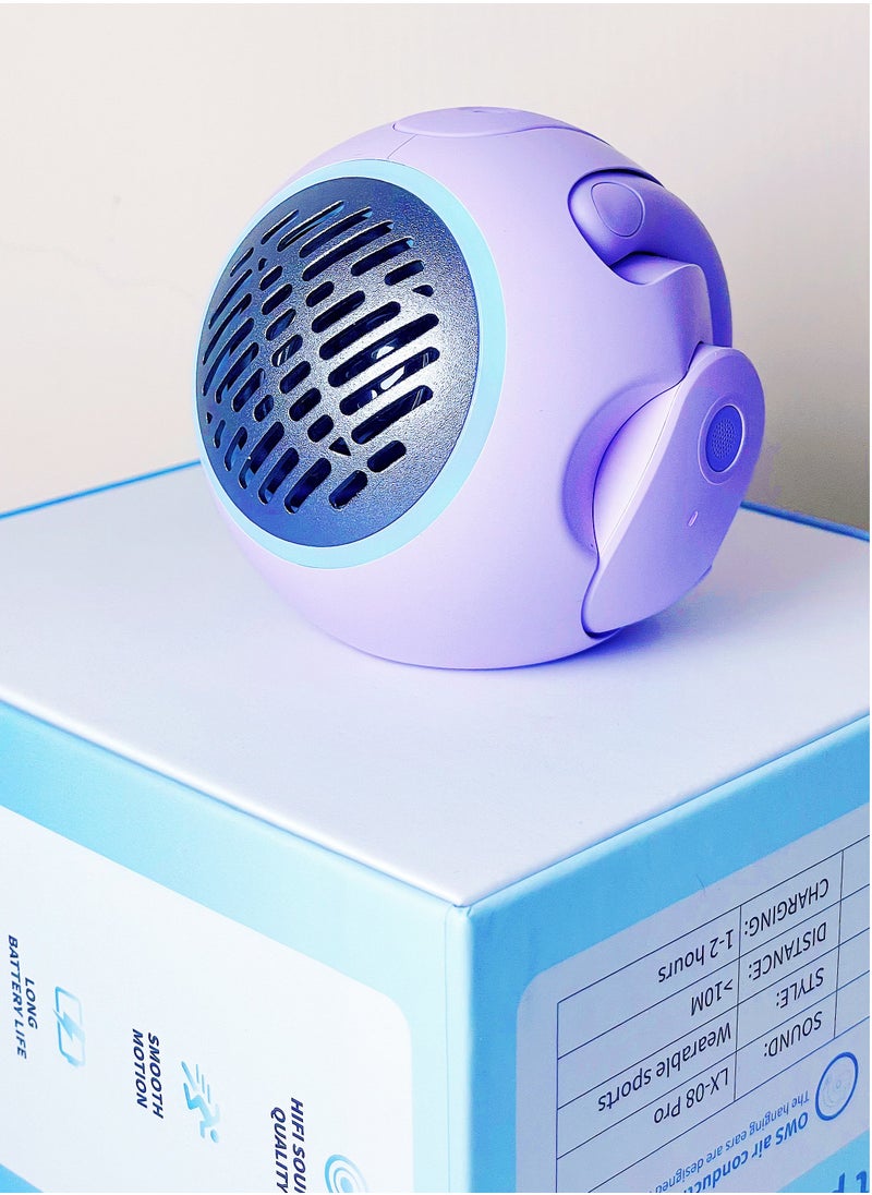 Generic - Open Ear TWS Headphones with Ear hook, Portable Mini Speaker 3D Ball Charging Case Clear Stereo Sound Built-in Mic,Wireless Headset Earbuds Workout Sports Fitness Bluetooth Earphones (Lavender Purple) - Image 1